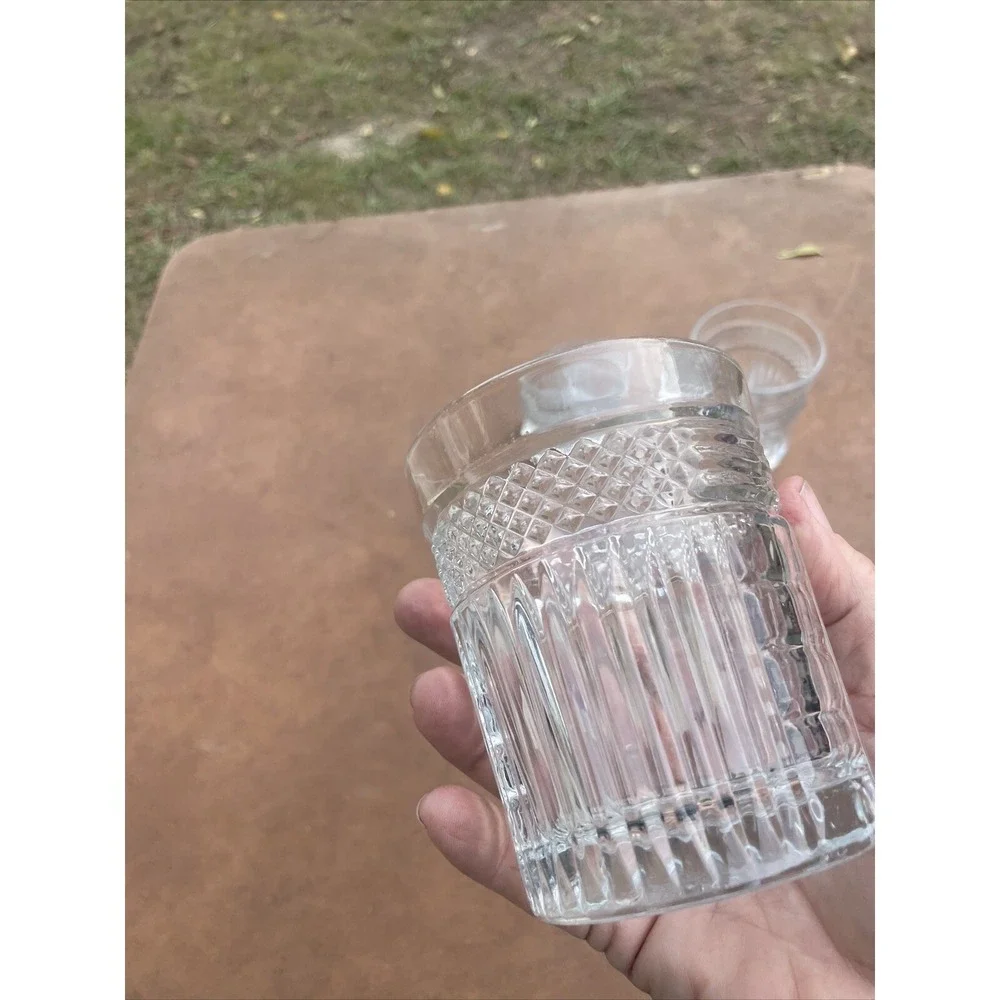 Lot‎ 3 vintage Libbey Duratuff Everest Stackable clear ribbed Glasses 4.5